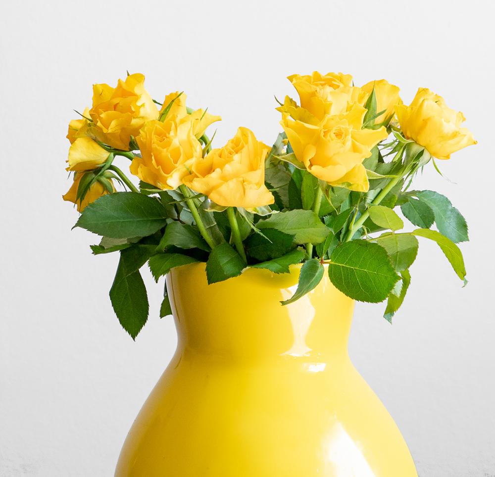 Gul vase med gule roser